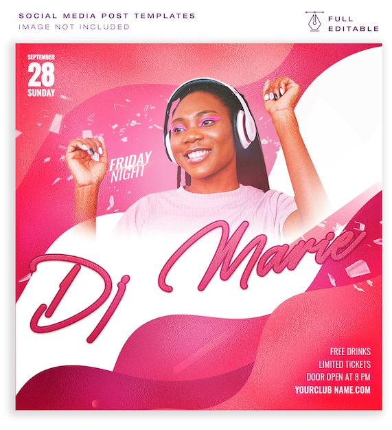 DJ Performance instagram post template editable psd