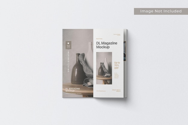 Dl brochure magazine mockup top view