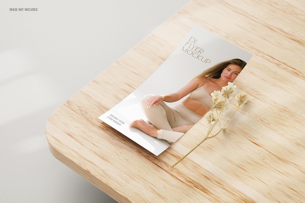 DL Flyer wood table mockup editable psd