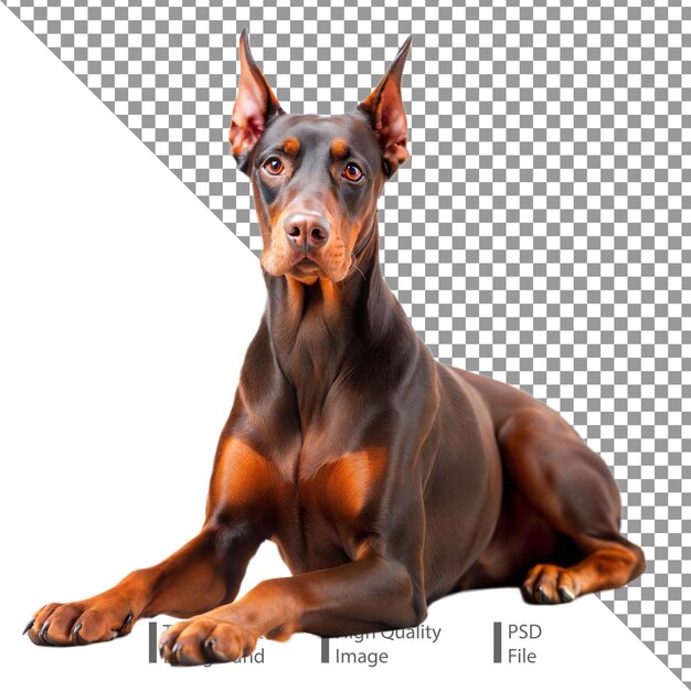 PSD doberman pinscher dog isolated on transparent background