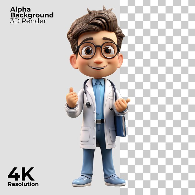 Doctor cartoon character on Transparent Background