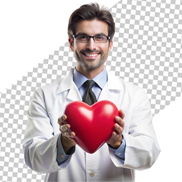 PSD doctor hand holding hear model png