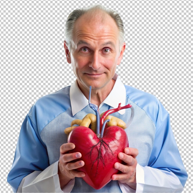 PSD a doctor holdind animated heart in hand isolated on transparent background