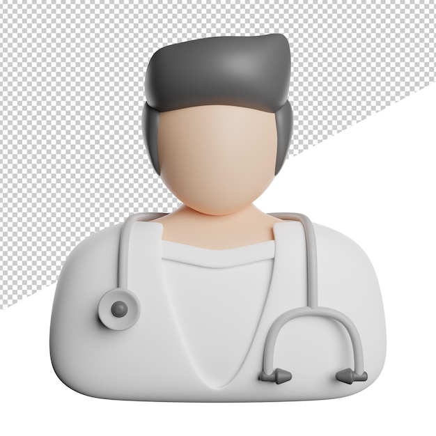 Doctor Male Specialist front view 3d rendering icon illustration avatar on transparent background