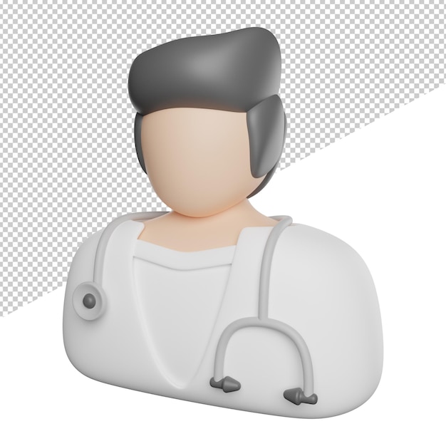 Doctor Male Specialist side view 3d rendering icon illustration avatar on transparent background