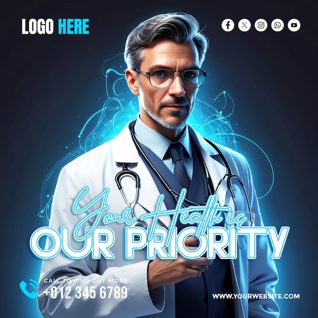 Doctor social media banner and poster template