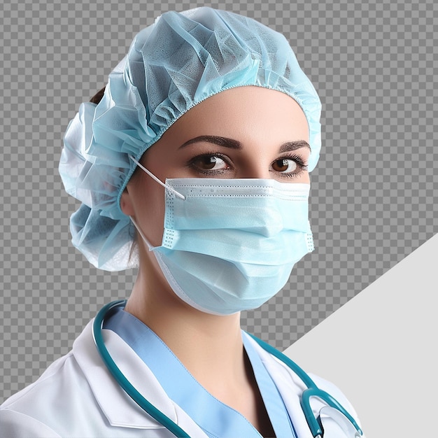 Doctor wear face mask png isolated on transparent background