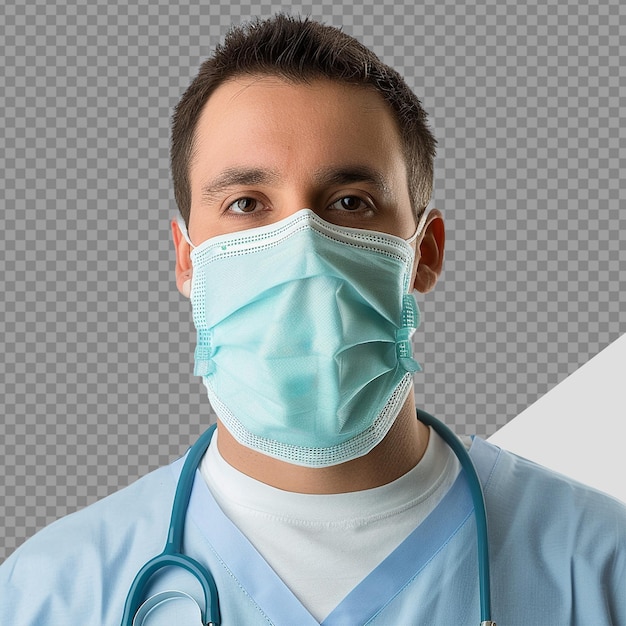 Doctor wear face mask png isolated on transparent background