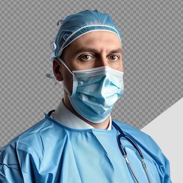 Doctor wear face mask png isolated on transparent background