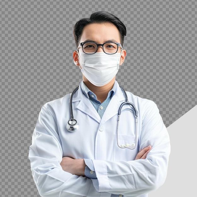 Doctor wear face mask png isolated on transparent background