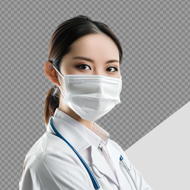 Doctor wear face mask png isolated on transparent background