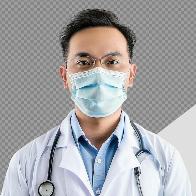 Doctor wear face mask png isolated on transparent background