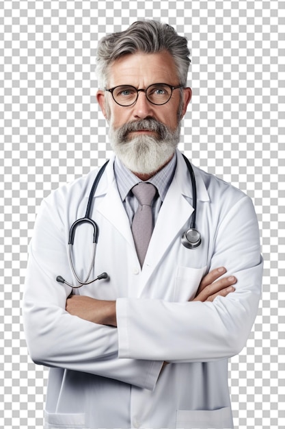 doctor with his arms crossed over white background