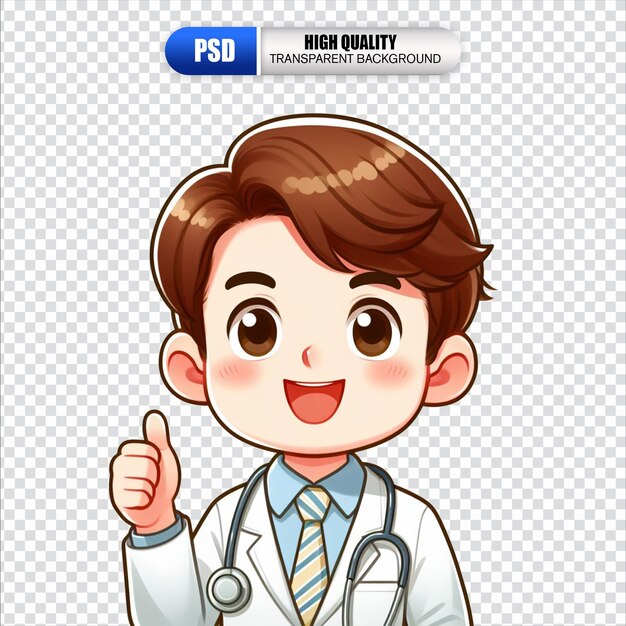 a doctor with a thumb up on his face transparent background