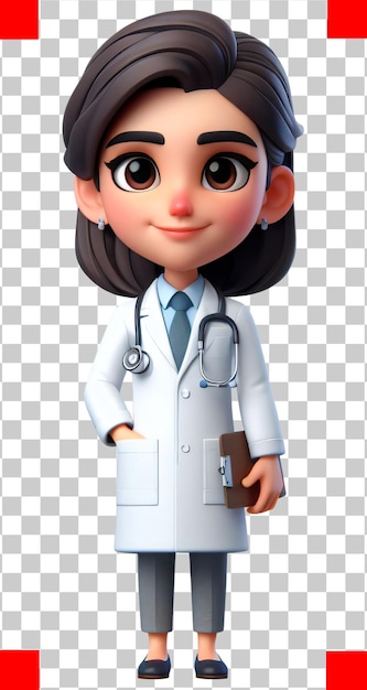 PSD doctor woman cartoon isolated on transparent background