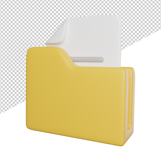 Document Folder File side view 3d rendering icon illustration on transparent background