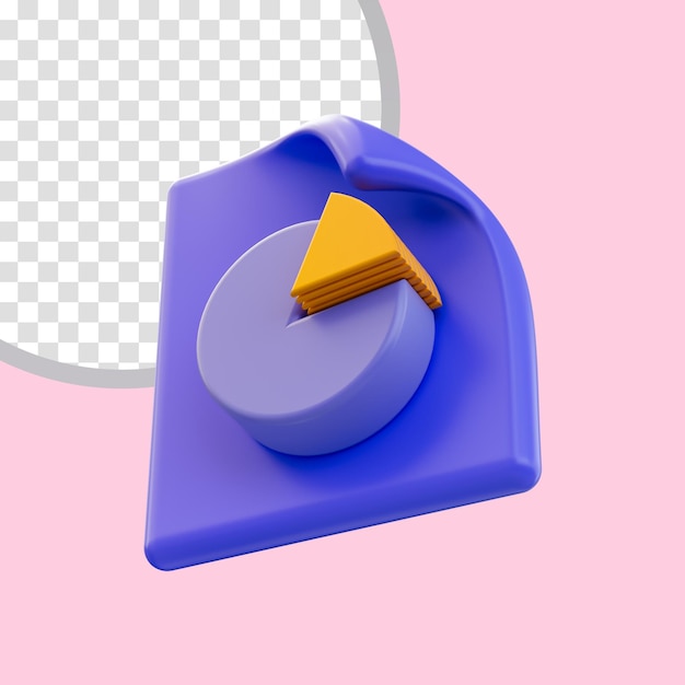 document pie icon 3d render concept for process of work diagrams analytics and reports analyze