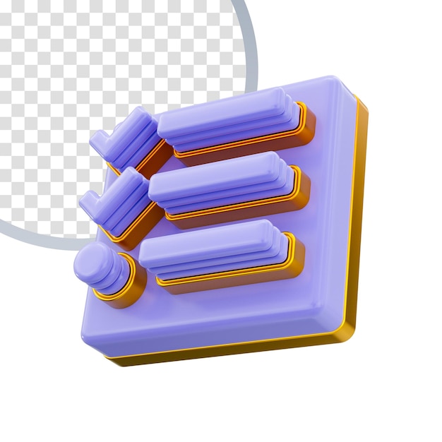 Documents list checkmark icon 3d render concept on white background