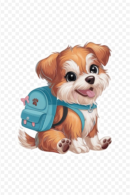 PSD dog in a blue backpack with the tag of the suitcase