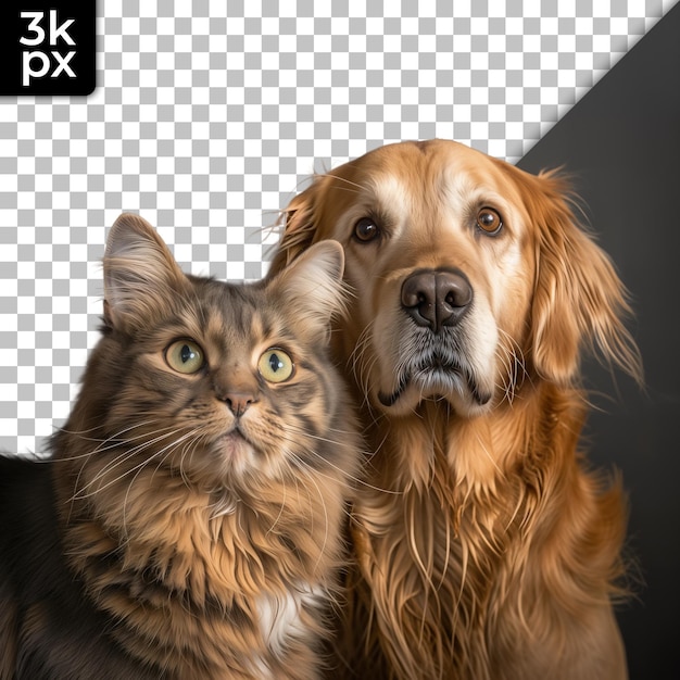 PSD a dog and a cat are in front of a black background with a picture of a dog and a dog