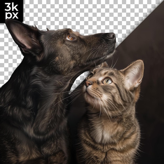 a dog and a cat are looking at each other and the image says  x2