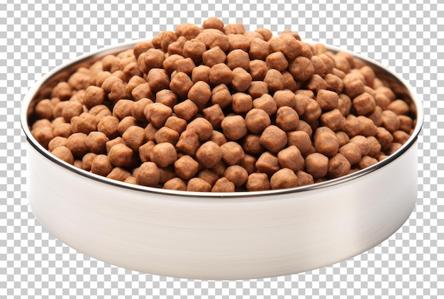 Dog Food in Stainless Steel Dog Bowl Isolated on Transparent Background