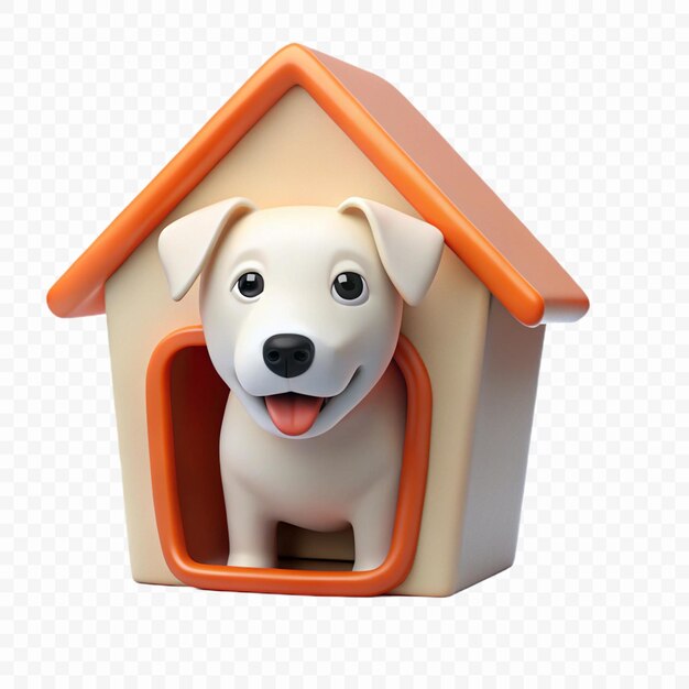 PSD a dog house with a blue roof on a white background