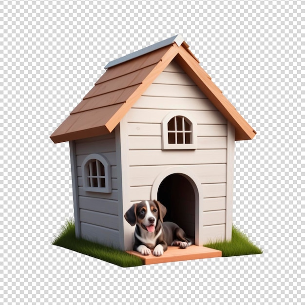 PSD a dog house with a brown roof and a brown roof