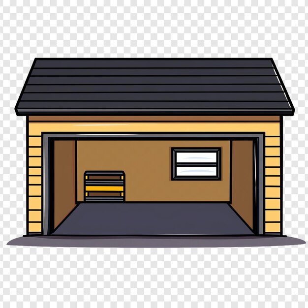 PSD a dog house with a garage door and a garage door