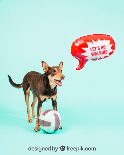 Dog mockup with speech balloon