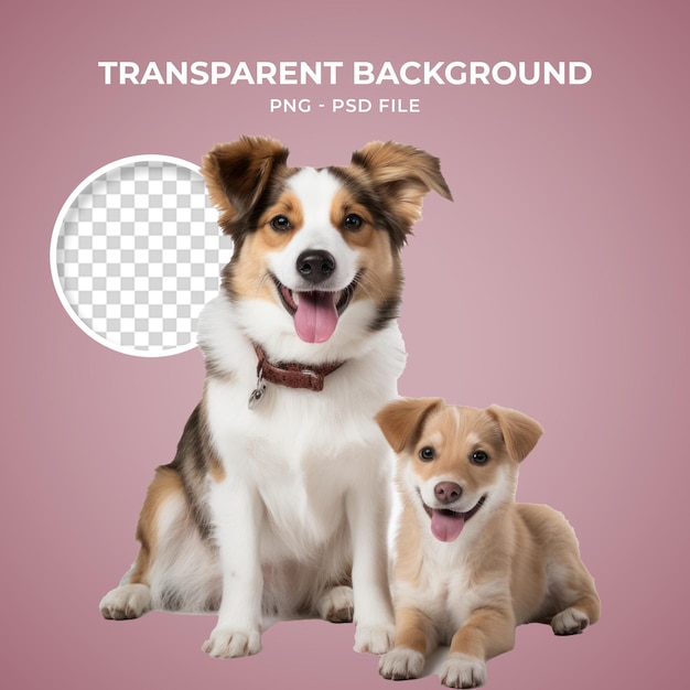 PSD dog and puppy looking at camera background png