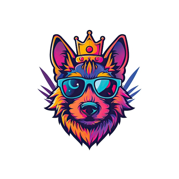 Dog in shades and crown