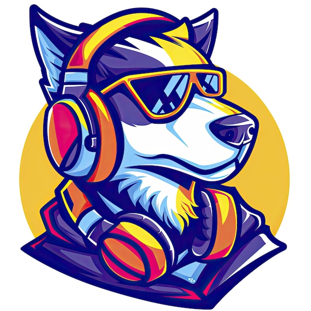 Dog in shades and headphones