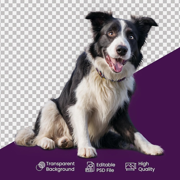 a dog sits in front of a purple background with a logo for a company called a dog