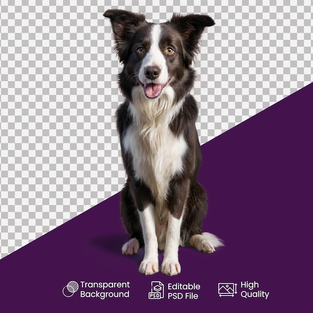 a dog sits in front of a purple background with a logo for a company called a dog