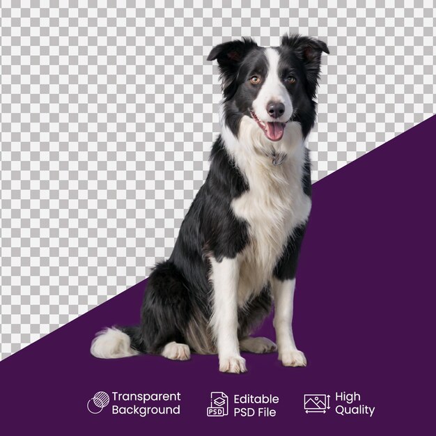 a dog sits in front of a purple background with a logo for a company called a dog