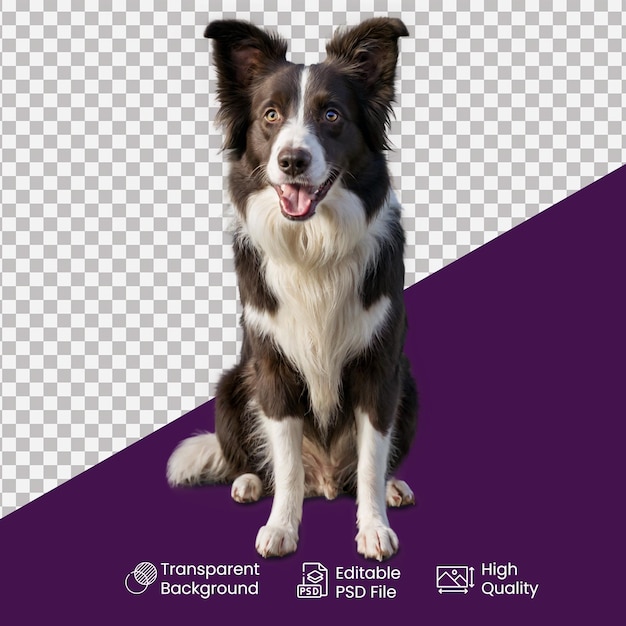 a dog sits in front of a purple background with a logo for a company called a dog