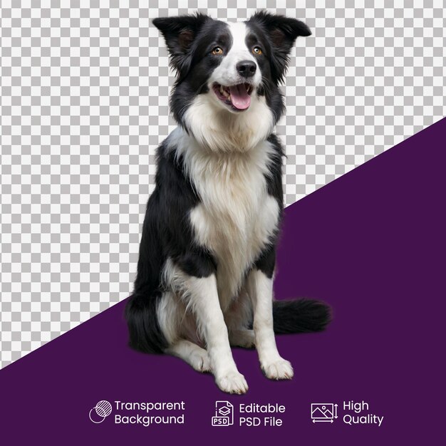 a dog sits in front of a purple background with a logo for a company called a dog