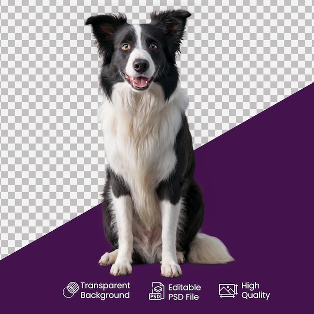 a dog sits in front of a purple background with a logo for a company called a dog