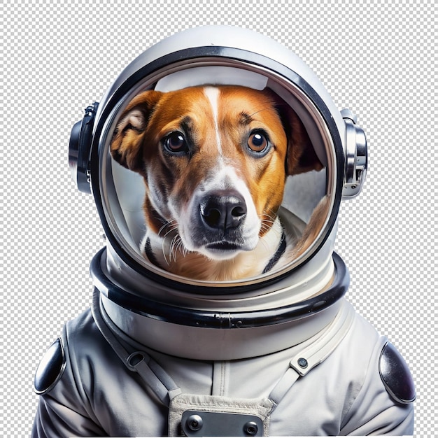 dog in space suit on transparent background