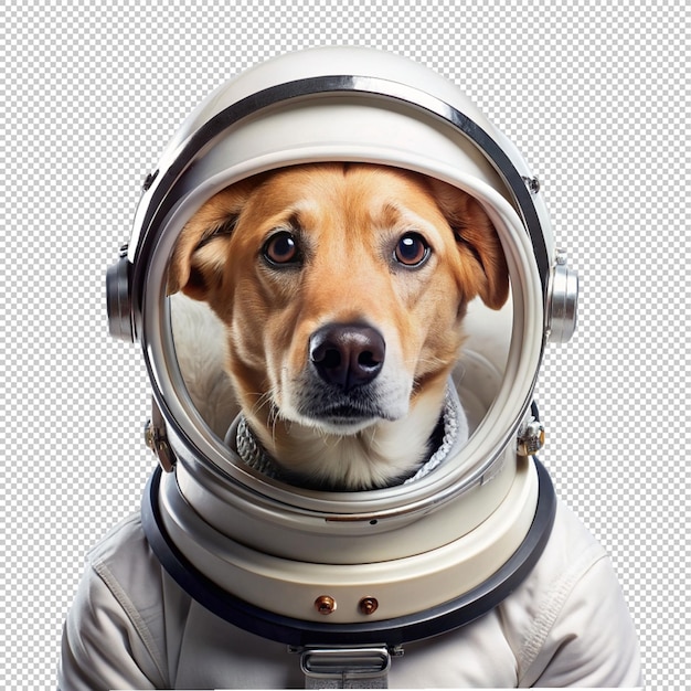 dog in space suit on transparent background