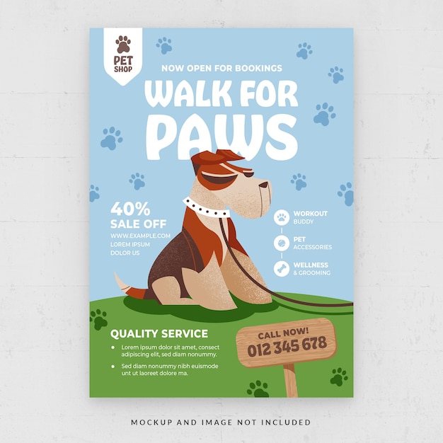 PSD dog walking pets service flyer template in psd