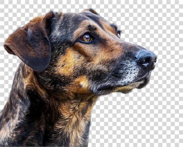 Dog watching over yard on transparent background