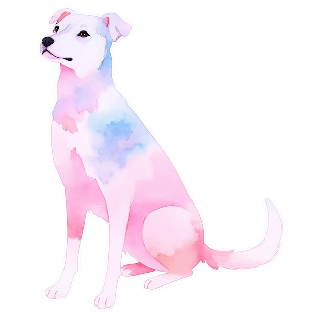 PSD dog watercolor sticker isolated on transparent background