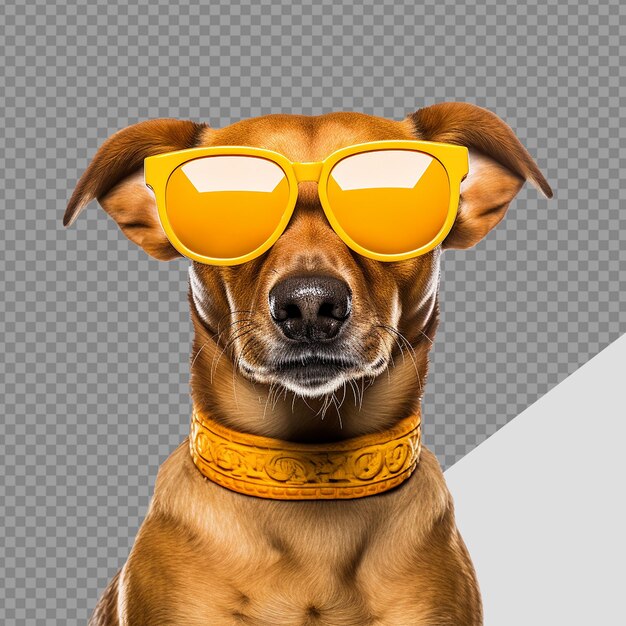 PSD dog wearing cool summer glasses png isolated on transparent background