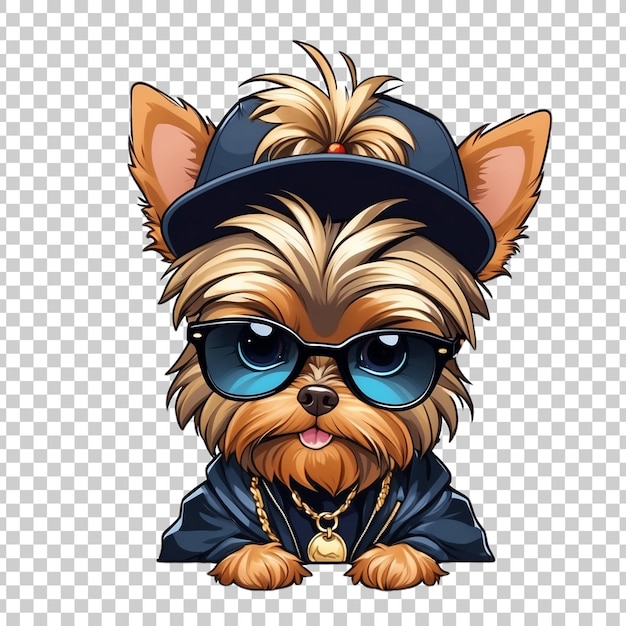 PSD a dog wearing a hat and glasses with the word ny on it