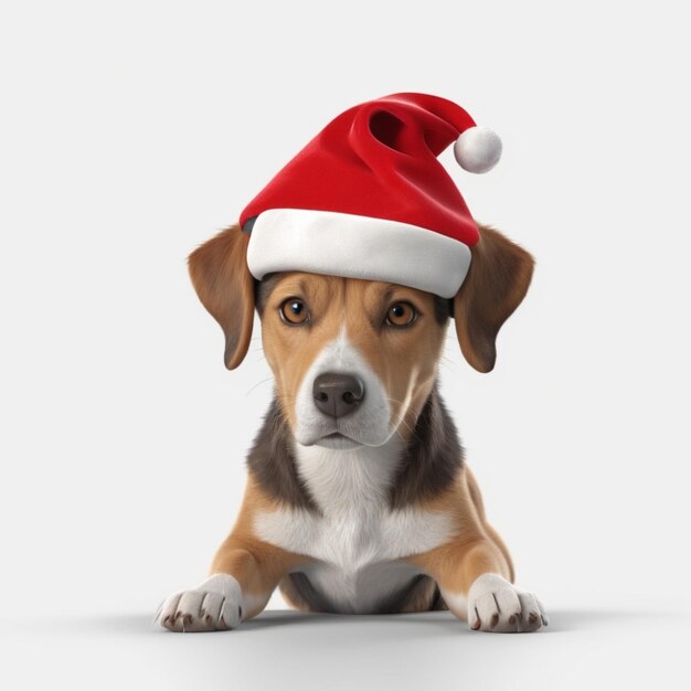 PSD a dog wearing a santa hat that says quot santa quot