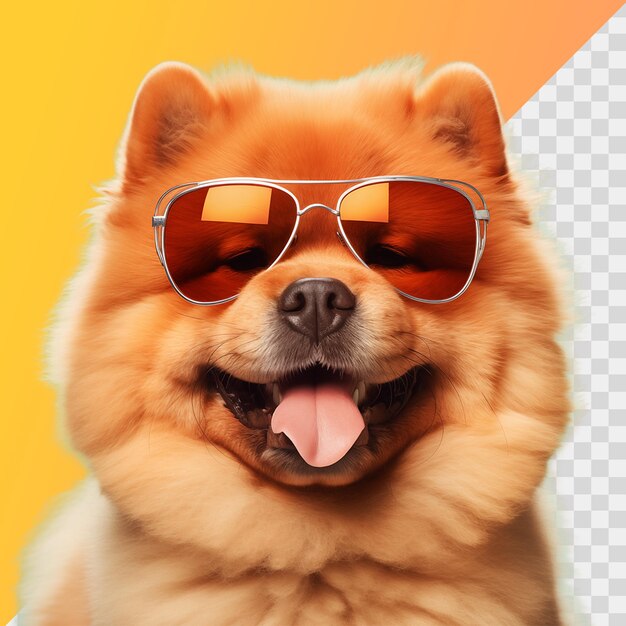 Dog wearing sunglasses isolated on transparent background