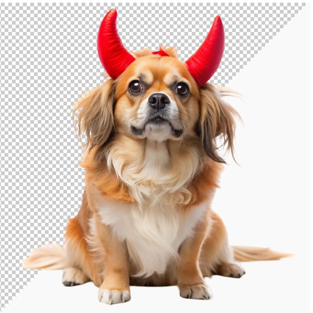 dog wearingdevilishhornsasfunnyhalloween