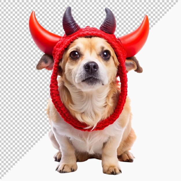 dog wearingdevilishhornsasfunnyhalloween